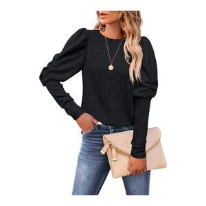 NWT Womens DoRose Cable Knit Black Puff Sleeve Top Sweater - Sz XXL